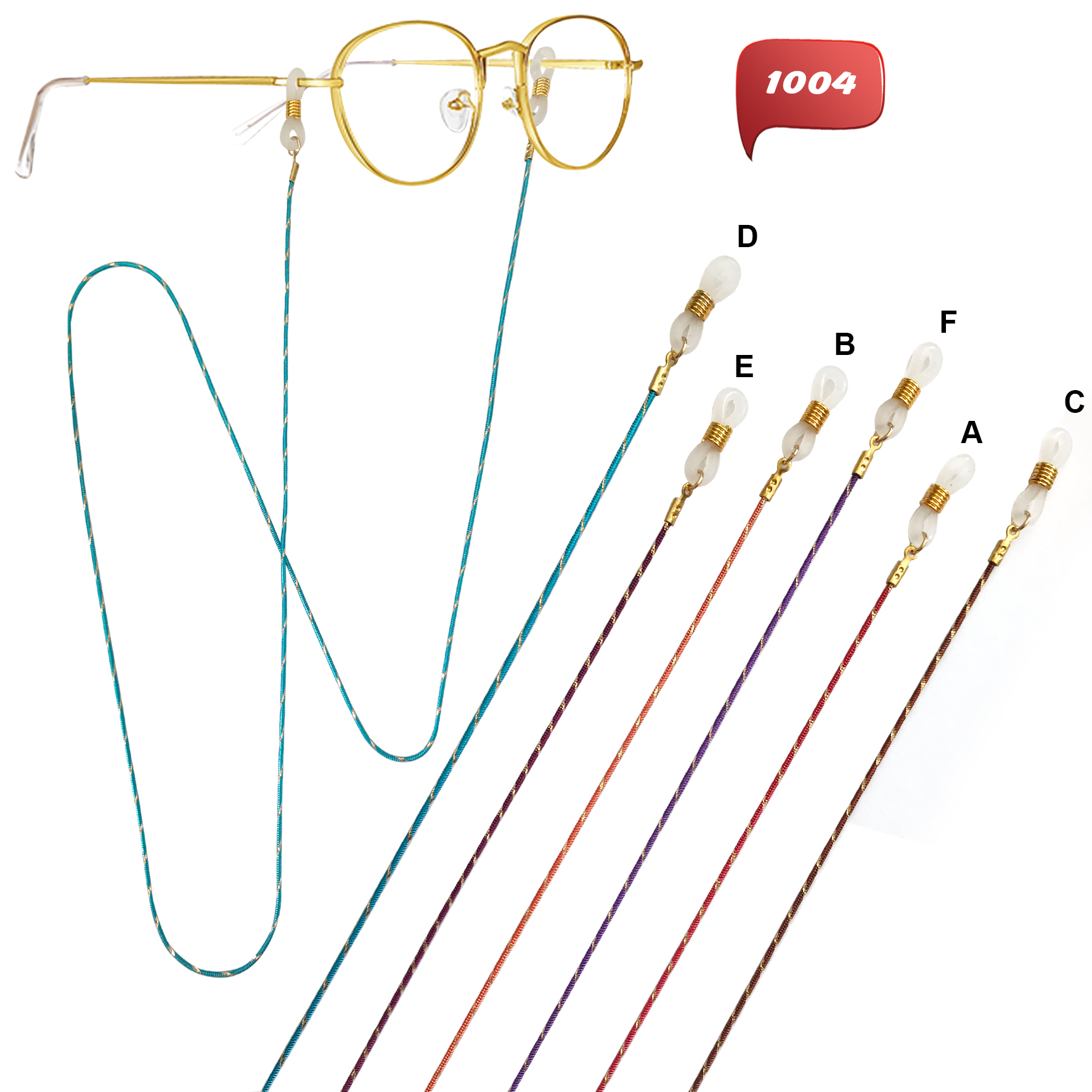 Brillenkette aus lackiertem Metall in leuchtenden Farben