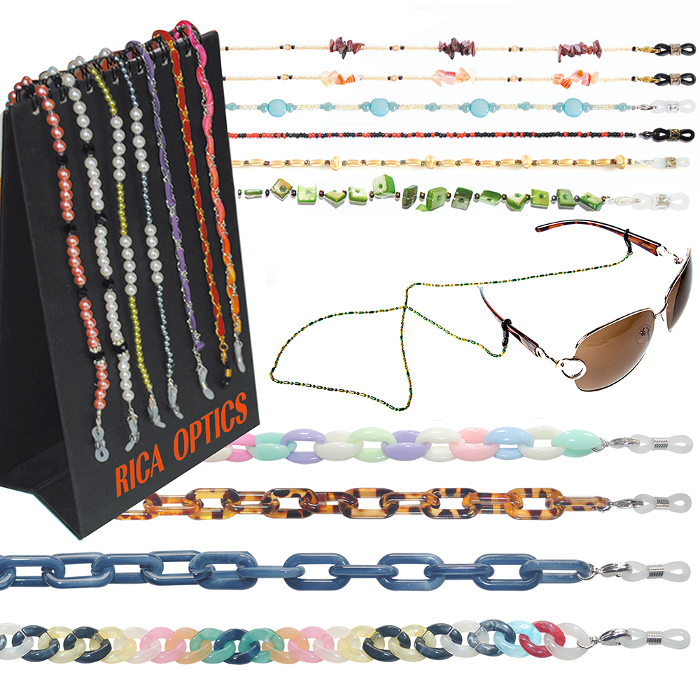 Gebrauchsfertige Brillenkordeln Ketten aus Nylon-Baumwoll-Polyester-Metallperlen