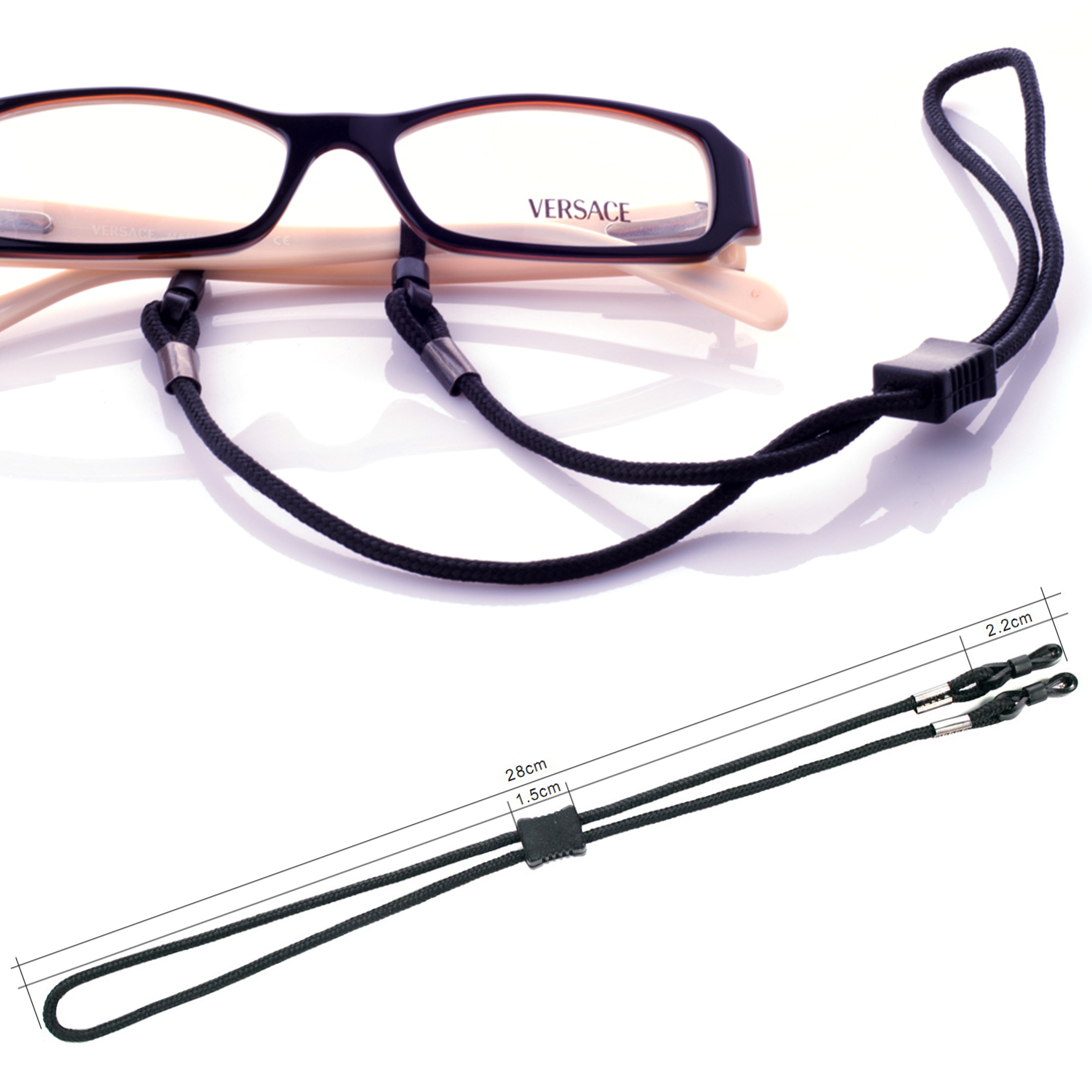 Schwarzes, verstellbares Brillenband, universell passend für jedes Sicherheitsglas