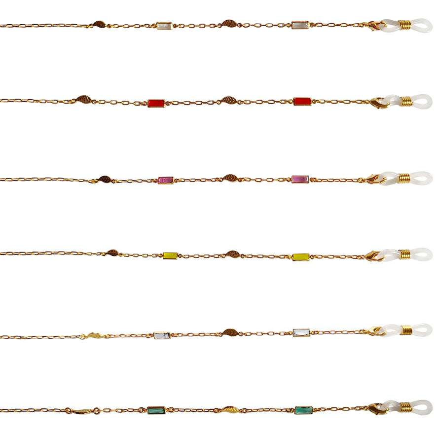 Spectalce Goldmetallkette mit flachen Perlen und Blättern Dekoration 1073
